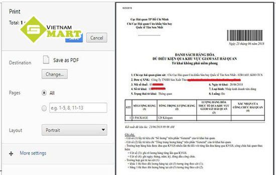 [Hướng dẫn] In mã vạch tờ khai hải quan