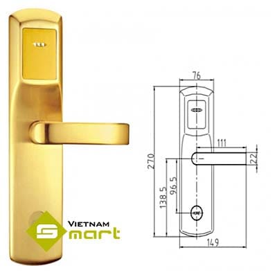 Kích thước các cạnh của sản phẩm khóa điện tử 939BK-DMF1