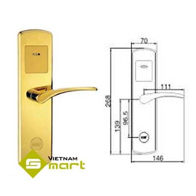 Khóa thẻ từ khách sạn Hune 029BK-D Kích thước chi tiết các cạnh của model khóa 029BK-D