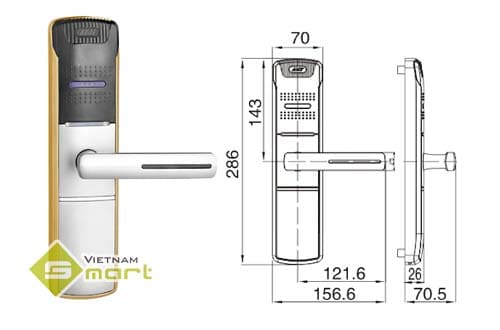Khóa khách sạn Mifare 918RLP-2-DMF1 Kích thước chi tiết về khóa khách sạn 918RLP-2-DMF1