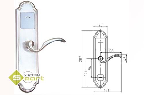 Khóa khách sạn Mifare 998SL-DMF1 Kích thước chi tiết về khóa cửa khách sạn 998SL-DMF1