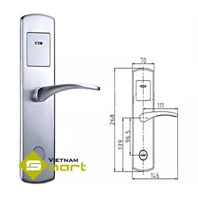 Khóa khách sạn Mifare 029SS-2-DMF1 Kích thước tổng quan các cạnh của khóa điện tử 029SS-2-DMF1