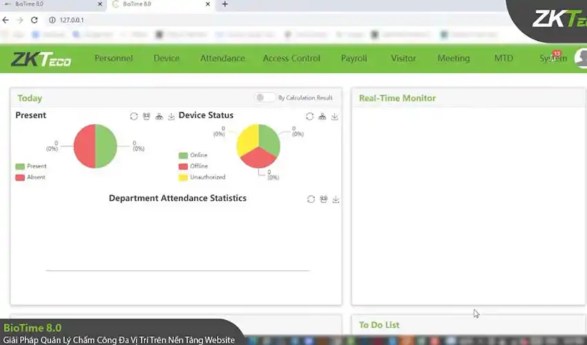 Tài liệu hướng dẫn sử dụng phần mềm Biotime 8.0 Giao diện chính của phần mềm BioTime 8.0