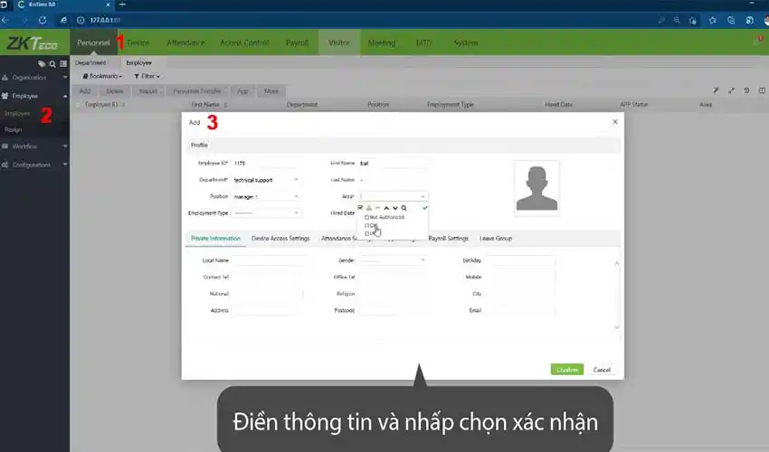 Tài liệu hướng dẫn sử dụng phần mềm Biotime 8.0 Hướng dẫn thêm mới nhân viên