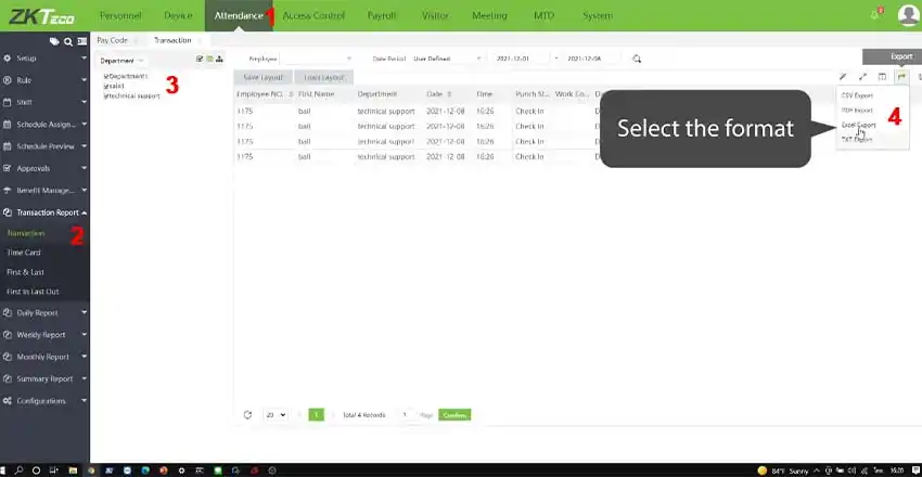 Tài liệu hướng dẫn sử dụng phần mềm Biotime 8.0 Hướng dẫn xuất báo cáo chấm công trên phần mềm BioTime 8.0