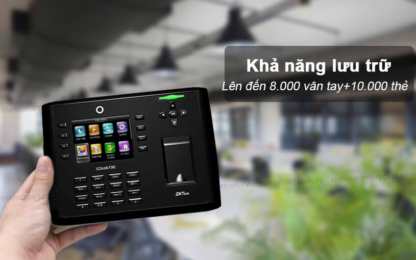 máy chấm công vân tay và thẻ ZkTeco iClock 700