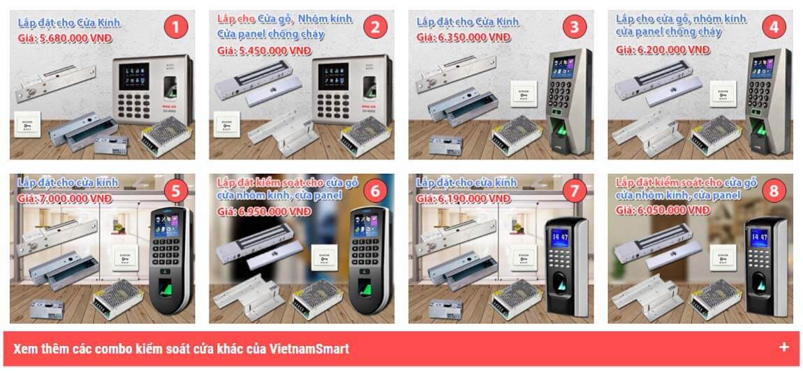 Tham khảo hơn 20 bộ kiểm soát cửa ra vào chấm công của Vietnamsmart