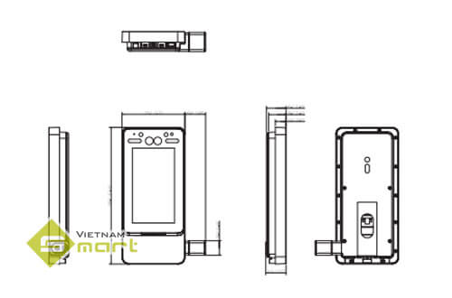 Máy chấm công khuôn mặt đo thân nhiệt Dahua DHI-ASI7213YO-V3-T0 Sơ đồ phác thảo kích thước của DHI-ASI7213YO-V3-T0