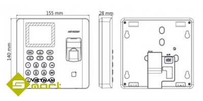 Kích thước của sản phẩm đọc ấu vân tay thẻ DS-K1T802AEF