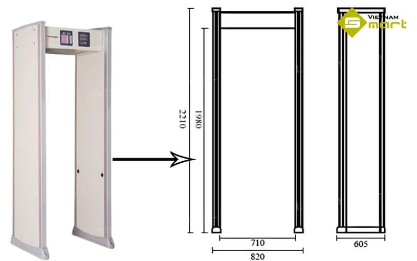 Kích thước của cổng dò từ kim loại NP-SG118L