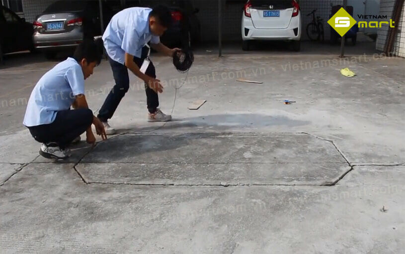 Bộ dò vòng từ ZKTeco PSA02 Tiến hành chôn dây xuống bề mặt cắt