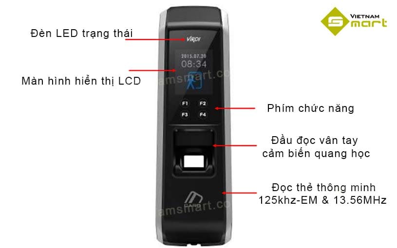 Cấu tạo máy chấm công Virdi AC-2100Plus RF