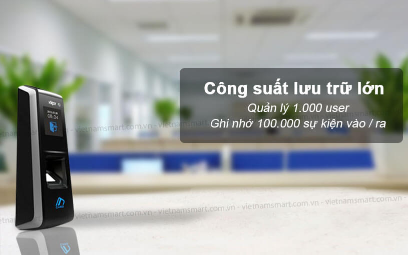 Máy chấm công vân tay Virdi AC-2200 Plus Virdi AC-2200 Plus lưu trữ 100.000 sự kiện