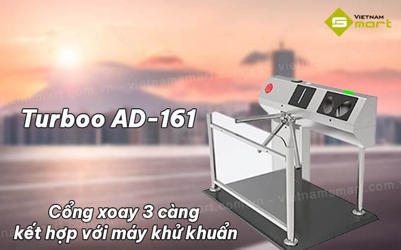Cổng xoay 3 càng kết hợp với máy khử khuẩn Turboo AD-161 Cổng xoay 3 càng kết hợp máy khử khuẩn Turboo AD-161