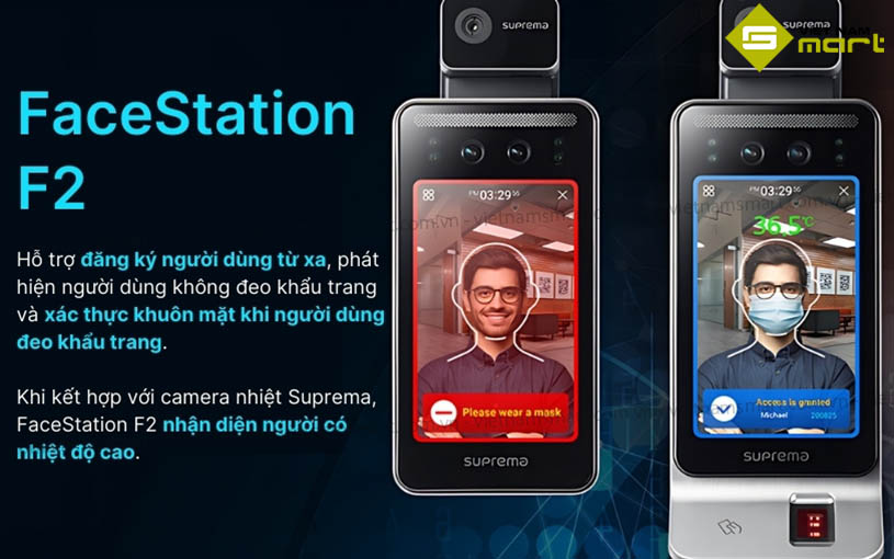 Facestation-F2 hỗ trợ xác minh khuôn mặt nhanh chóng