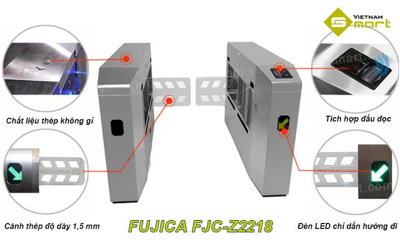 Cấu tạo chi tiết của cổng swing barrier FJC Z2218