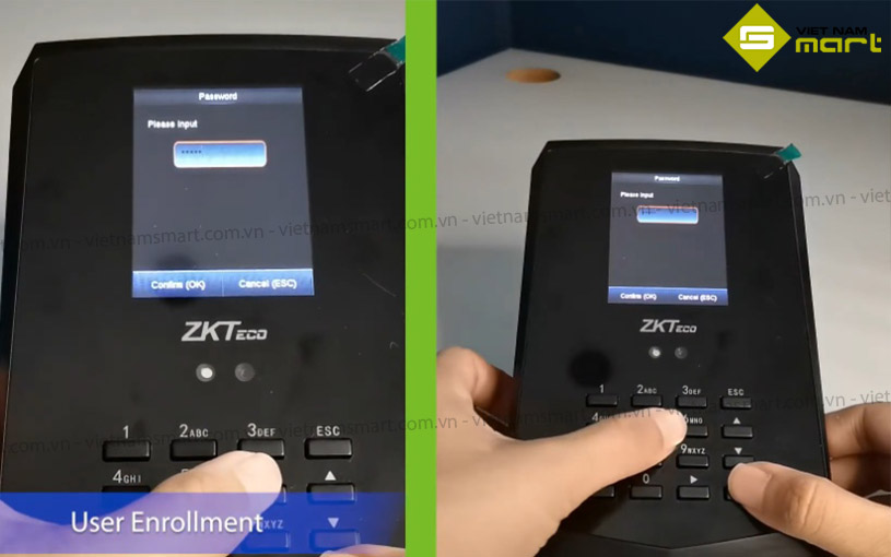 Máy chấm công khuôn mặt ZKTeco KF460 Tạo mật khẩu mới trên máy chấm công F460 ZKTeco