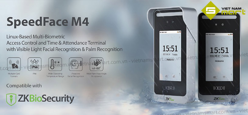 Máy chấm công khuôn mặt ZKTeco SpeedFace M4 ZKTeco SpeedFace M4 chống nước tốt