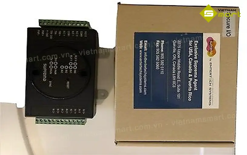 Bộ điều khiển kiểm soát cửa Suprema Secure I/O Hình ảnh thực tế của bộ điều khiển mở rộng Suprema-Secure I/O vừa được khui hộp