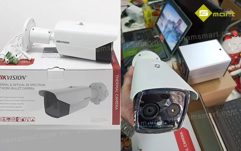 Camera thân nhiệt ống kính quang phổ kép DS-2TD2617B-3/PA cận cảnh về thiết bị đo thân nhiệt DS-2TD2617B-3PA