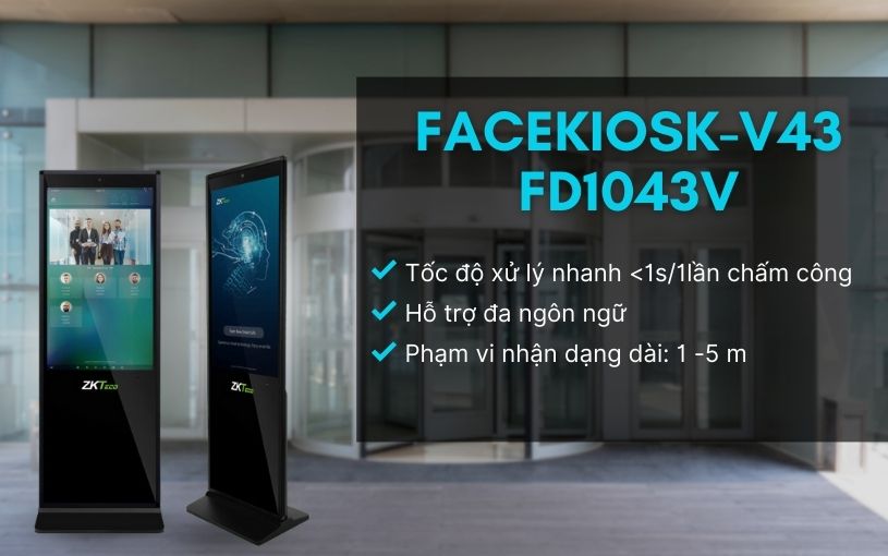 Máy chấm công khuôn mặt FaceKiosk-V43 FD1043V