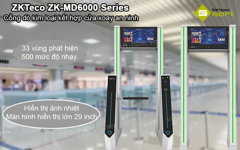 cổng dò kim loại tích hợp kiểm soát an ninh ZKTeco ZK-MD6000 Series