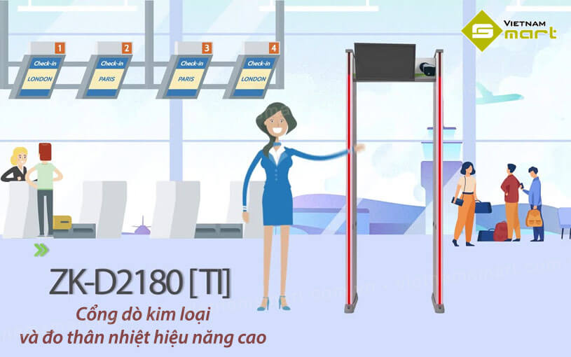 Giới thiệu về cổng dò kim loại và đo thân nhiệt ZKTeco ZK-D2180S[TI]