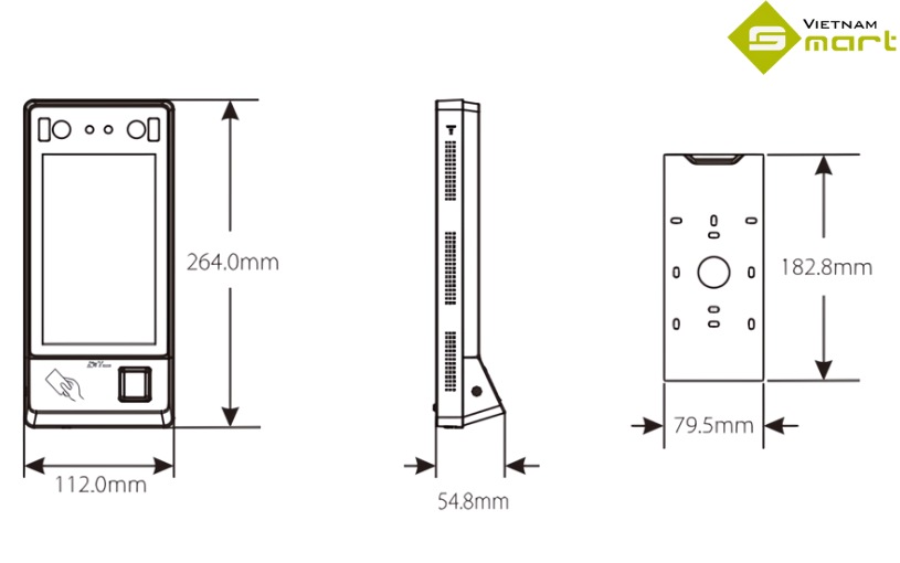 Máy Chấm Công Khuôn Mặt ZKTeco G4L Kích thước của model chấm công G4L