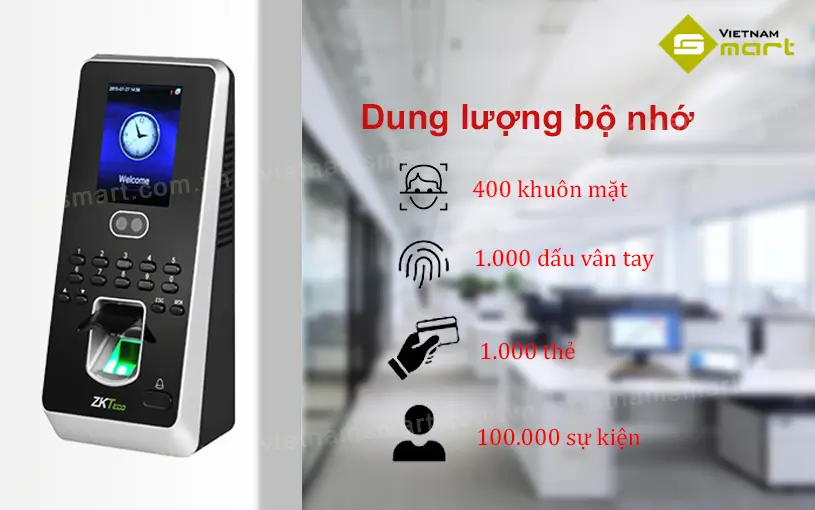 Máy chấm công khuôn mặt ZKTeco MultiBio 800 Bộ nhớ máy chấm công khuôn mặt ZKTeco MultiBio 800