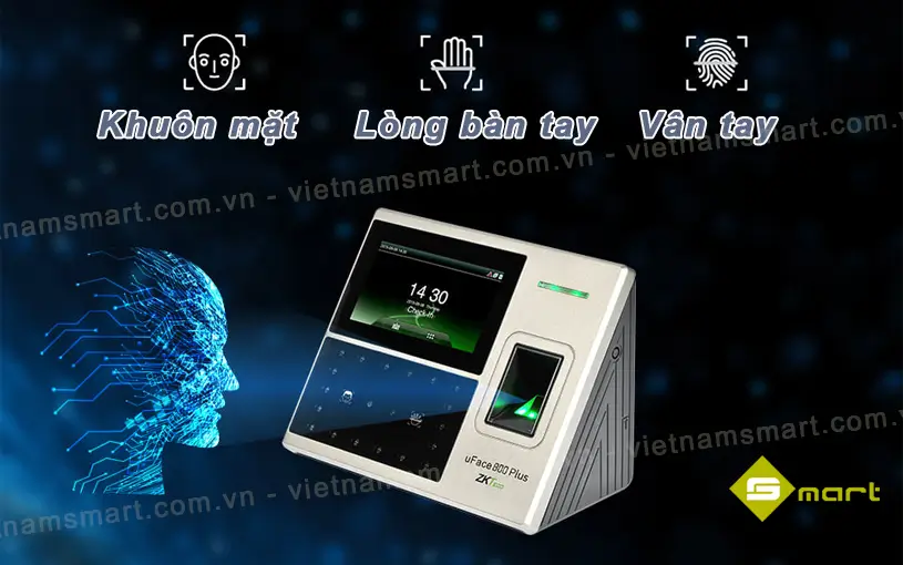 Máy chấm công khuôn mặt và vân tay ZKTeco uFace800 Plus ZKTeco uFace800 Plus sử dụng công nghệ đa sinh trắc học mới nhất