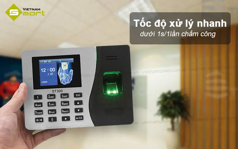 Máy chấm công vân tay Ronald Jack ST300 Model TS300 có tốc độ xác minh nhanh chóng