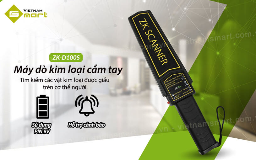 Máy dò kim loại cầm tay ZKTeco ZK-D100S Tính di động và thuận tiện khi sử dụng tay dò ZK-D100S khi sử dụng