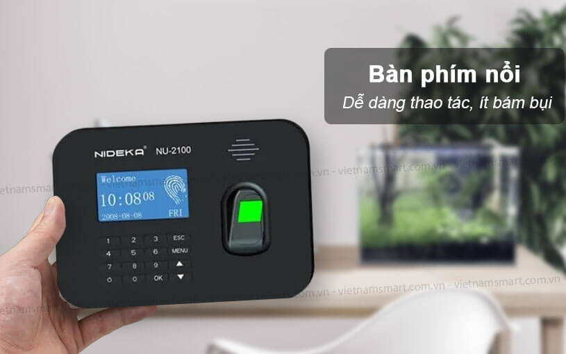Máy chấm công vân tay Nideka NU-2100 Nideka NU-2100 có bàn phím nổi dễ thao tác