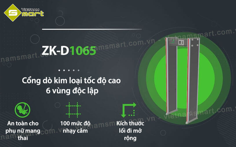 Cổng dò kim loại ZKTeco ZK-D1065 chính hãng được nhập khẩu nguyên chiếc bởi VietnamSmart