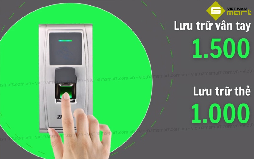 Máy chấm công vân tay ZKTeco MA300 Khả năng lưu trữ của máy chấm công vân tay ZKTeco MA300 lớn