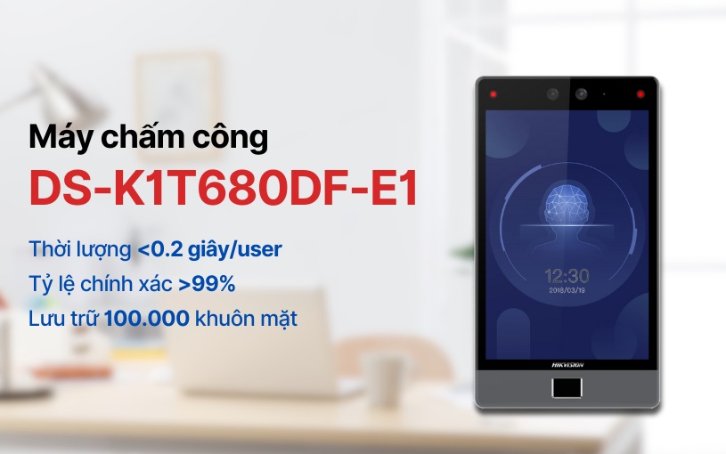 Máy chấm công khuôn mặt Hikvision DS-K1T680DF-E1 Giới thiệu mẫu máy chấm công khuôn mặt DS-K1T680DF-E1