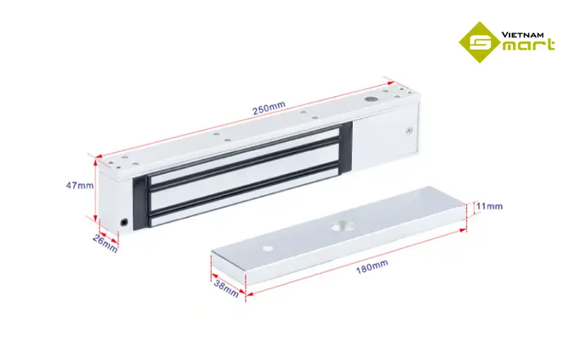 kích thước của khóa điện từ Dahua ASF280A