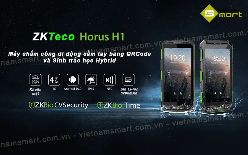 Máy chấm công di động cầm tay bằng QRCode và Sinh trắc học Hybrid ZKTeco Horus H1 Máy chấm công di động ZKTeco Horus H1
