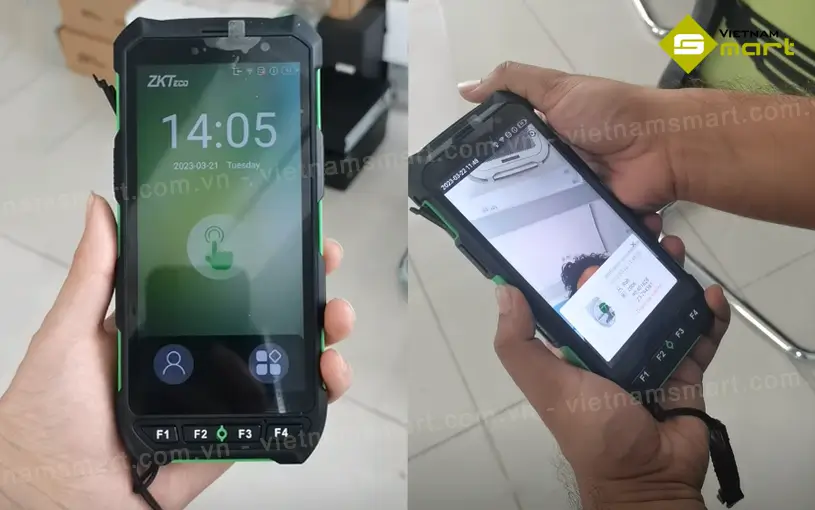 Máy chấm công di động cầm tay bằng QRCode và Sinh trắc học Hybrid ZKTeco Horus H1 ZK Horus H1 quét QRCode và sinh trắc Hybrid
