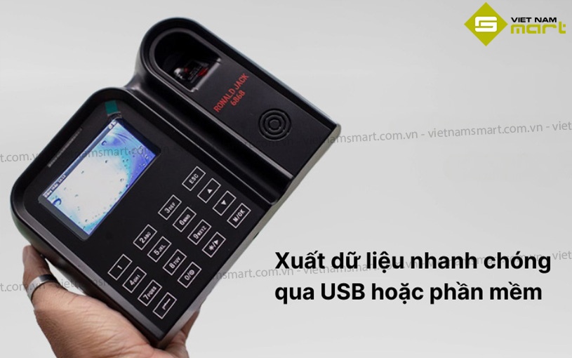 Máy chấm công RJ-6868 xuất dữ liệu qua USB hoặc phần mềm 