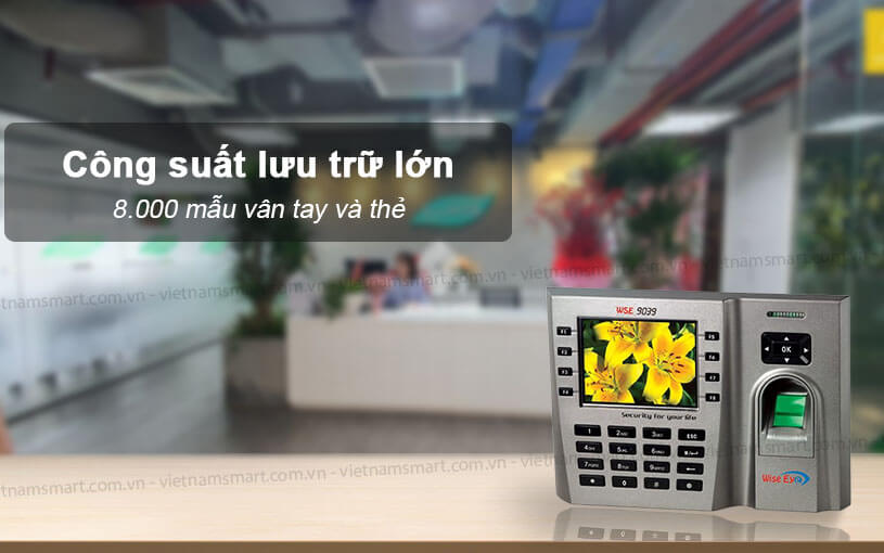 Máy chấm công vân tay thẻ Wise Eye WSE-9039 Wise Eye WSE-9039 luu trữ 8000 vân tay
