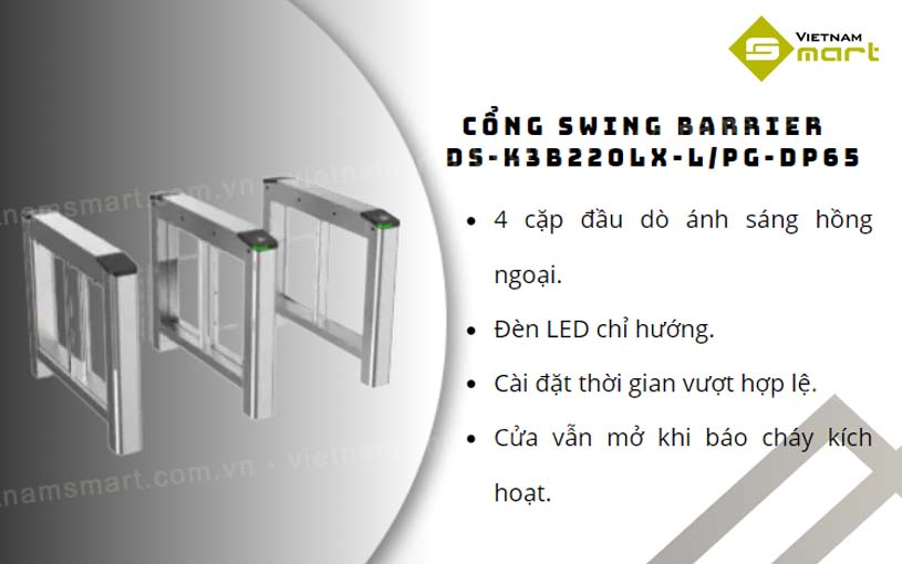 Tính năng nổi bật của Cổng Swing Barrier DS-K3B220LX-L/Pg-Dp65