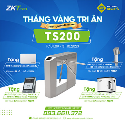 Khuyến mãi khi mua cổng xoay 3 càng TS200 tặng thêm sản phẩm, phụ kiện đi kèm tại Vietnamsmart