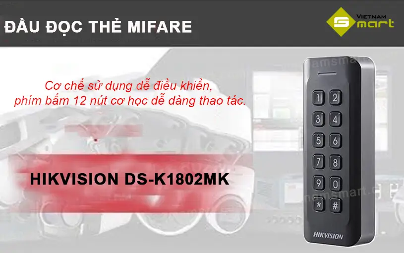 Đầu đọc thẻ mifare DS-K1802MK có bàn phím để nhập mật khẩu
