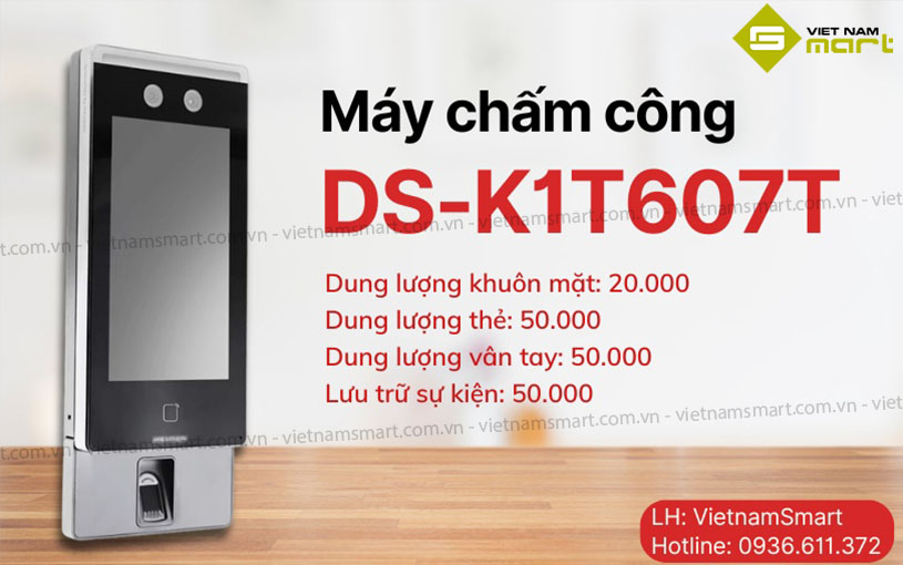 Máy chấm công khuôn mặt HIKVISION DS-K1T607T Máy chấm công xác minh khuôn mặt DS-K1T607T có dung lượng lớn