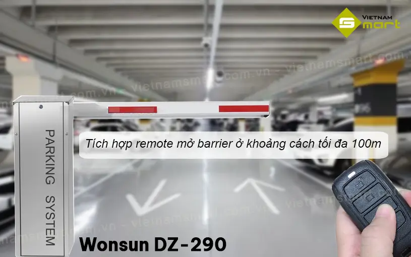 Barrier tự động Wonsun DZ-290 Barrier tự động DZ-290 mở thanh chắn từ xa bằng remote