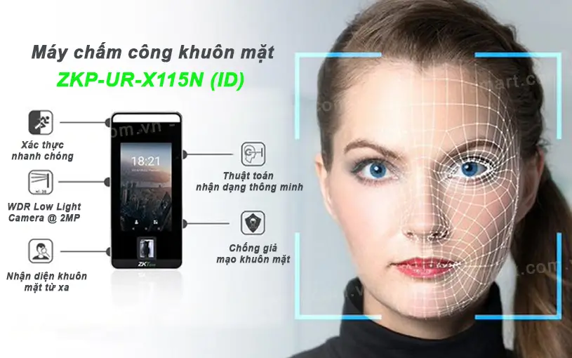 Máy chấm công khuôn mặt ZKTeco ZKP-UR-X115N (ID) ZKTeco ZKP-UR-X115N (ID)