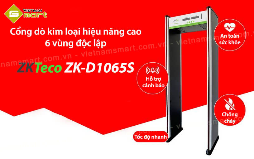 Cổng dò kim loại ZKTeco ZK-D1065S hiệu năng cao sở hữu nhiều tính năng thông minh