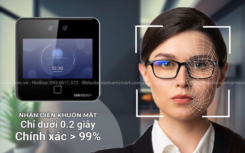 Máy chấm công khuôn mặt Hikvision DS-K1T642EW "Nhận