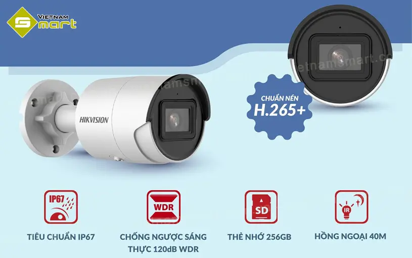 Camera IP thân trụ hồng ngoại 4MP Hikvision DS-2CD2043G2-IU Hikvision DS-2CD2043G2-IU